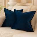 JUSPURBET Navy Decorative Velvet Throw Pillow Covers 22x22 inch Set of 2,Broadside Soft Cushion Case with Invisible Zipper for Sofa Couch Bed