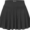 Easisim Women Mini Skirts Skort Flowy Basic Stretchy Flared Casual A-line Skirt with Pockets M