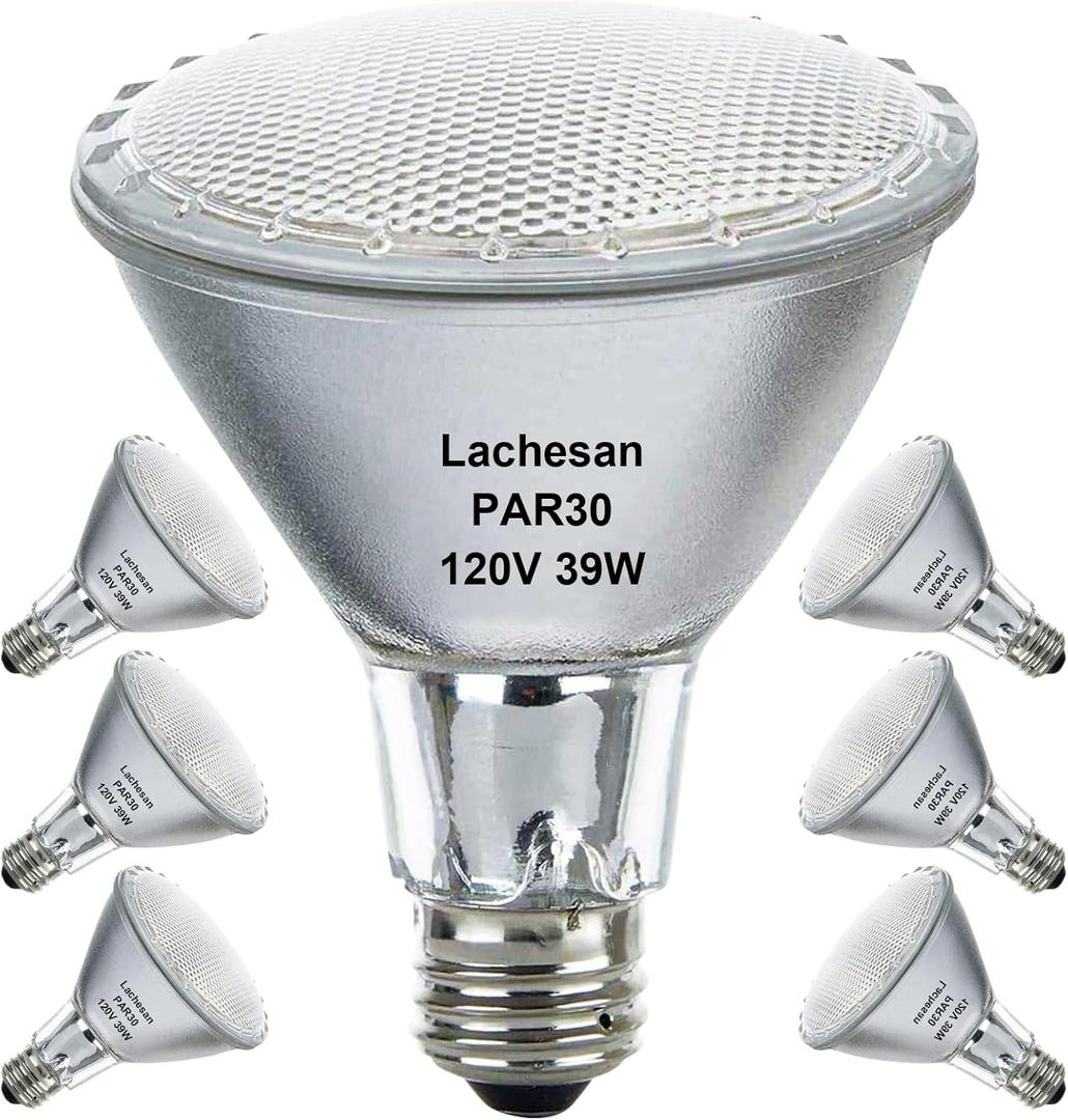 PAR30 Long Neck 39W, 6 Pack Dimmable 2700K Halogen Warm White 1936 Lumens 