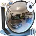 Angooni 15" HD Convex Traffic Mirror - Freely Adjustable Blind Spot Mirror, Heavy Acrylic Mirrors - Security Mirrors for Driveway, Garage Parking, Office, 15IN