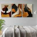 Framed Boho African American Wall Art Black Woman Canvas Print Gold Vintage Abstract Black Female Painting Picture Wall Decor for Living Room Bedroom Office 16x24 Inches