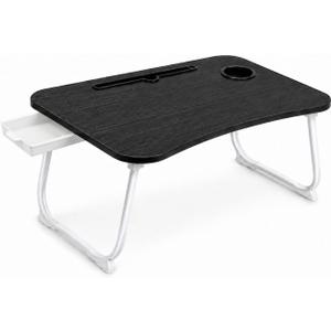 Multi-Feature Lap Desk with Cup Holder Tablet Slot and Storage Drawer - Portable Foldable Laptop Table for Bed Sofa and Floor - Metal Folding Legs 4 Colors