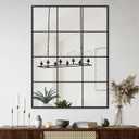 Suidia Wall Mirror, 24" x 36" Window Decorative Mirrors, Metal Framed Wall Decor Wall-Mounted Mirrors for Bedroom, Living Room, Entryway, Black