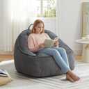 HUGHEAVEN Large Bean Bag Chairs for Kids,Bean Bag Chairs for Kids 8-12,Comfy Bean Bag Sofa with Back Support,Big Bean Bag Couch & Chair for Bedroom, Floor Sofa for Relaxing and Reading,Grey