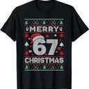 6 7 Six Seven Kids Gen Z Alpha Meme Slang Holiday Christmas Ugly T-Shirt, Kids Size 9-10 Years