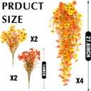 8PCS Hanging Fake Mums for Fall Decor,UV Resistant Artificial Flowers,Faux Mums for Outdoor Planters,Fall Flowers Artificial Decorations for Porch, Patio (OrangeYellow)