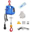 1100LBS 110V Electric Hoist, 3 in 1 Portable Electric Winch Hoist Lift with Remote & Wired Control, Anti-Fall Swivel Hooks, 25ft Lifting Height, Overload Protection, 16.4ft/min, No Coasting (Blue)