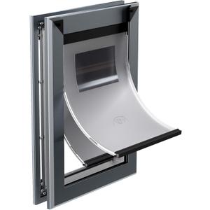 MAVRICFLEX Heavy Duty XL Dog Door with Double Sliding Lock Panels, Energy Efficient Aluminum Doggie Door, Magnetic Double Flaps Dog Door for Dogs Up to 220LBS, Extra-Large, Dark Gray