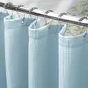 AmazerBath Fog Blue Shower Curtain Waffle Textured, Fabric Shower Curtain Misty Blue Thick Heavy Duty 240GSM Hotel Quality Bathroom Shower Curtains, Premium Polyester, 72 x 72 Inches