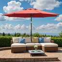 Outdoor Patio Umbrella, Table Umbrella with Push Button Tilt and Crank, 8 Ribs Market Umbrella