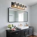 Vanity Lights for Bathroom Large 40", Farmhouse Rustic Vanity Light with Bubble Glass Shades, Black and Gold 5 Light Bathroom Lighting Fixtures Over Mirror, Bath Wall Sconce Home Decor