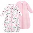 Yoofoss Baby Sleep Sack 0-6 Months Long Sleeve Wearable Blanket Baby 100% Cotton 2-Way Zipper 0.5 Tog Newborn Sleeping Sack, Lightweight (Small)