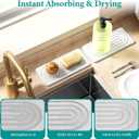 Water Absorbing Stone Tray, Quick Drying Diatomite Bathroom Tray Countertop, Stone Drying Mat for Kitchen Counter, Soap Dish Dispenser Vanity Organizer, White-A-8.3" x 4"