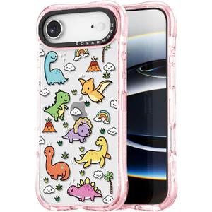 for iPhone Air Case Cute - Military-Grade 20 ft Drop Protection Shockproof Phone Case - Funny Dinosaur Land Design for iPhone 17 Air (6.5") Glitter Pink