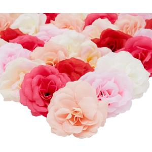 Juvale 60 Pack Silk Artificial Flowers - 6 Colors, 3 Inches, Fake Carnations for Wedding, Bridal Shower & Valentine's Day Decorations, Arts and Crafts - Fake Flowers (Red, Vibrant Red, Light Pink, Ivory, White, and Peach)