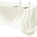 TURSTIN 1 Pack Ivory Satin Tablecloth 102 x 58 Inch Overlay Satin Table Cover Rectangle Bright Silk Tablecloth Smooth Fabric Table Decoration for Wedding Banquet Party Events
