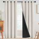SimpleHome 100% Blackout Curtains for Bedroom, Thermal Insulated Grommet Window Drapes Room Darkening Cream Curtains for Living Room with Black Back, 52 x 84 Inch, 2 Panels