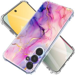for Samsung Galaxy S26 Case Flowers and Marble [Buffertech 6.285ft Military-Grade Drop Protection] [Anti Peel Off Tech] Clear TPU Bumper 5G Phone Cover Design (Pink Gold)