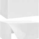 HolidayIdeas Pack of 2 Fitted Tableclothes - 48 x 24 Inch - Rectangle Tablecloths for 4 Foot Tables, Versatile Fabric Table Covers for Parties, Holiday Dinner, Trade Show (White)