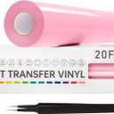VinylRus Heat Transfer Vinyl-12” x 20ft Pink Iron on Vinyl Roll for Shirts, HTV Vinyl for Silhouette Cameo, Cricut , Easy to Cut & Weed