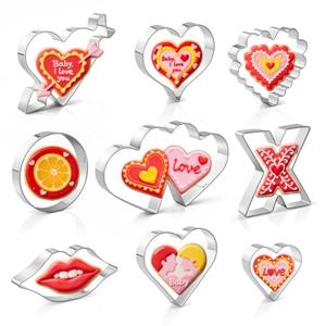 Heart Cookie Cutter Set, Valentine’s Day Cookie Cutters 9 Pieces, Stainless Steel Metal Heart Shapes Cookie Cutters Molds for Valentine Anniversary