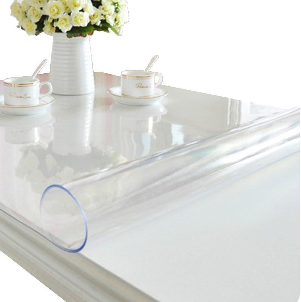 ETECHMART Clear Plastic Table Cover Protector Rectangle 44 x 78'', Thick Waterproof Transparent Table Protector for Dining Table, Non-Slip Heat Resistant Clear Desk Mat for Kitchen Office Desktop