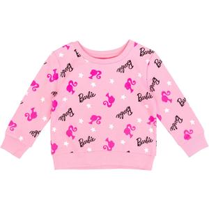 Barbie Girls' Crewneck Sweatshirt Toddler to Big Kid (Pink)