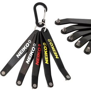 NEIKO 01322A Ultra Low Profile Offset Screwdriver & Torx Set, 5 Pc, Heavy Duty S2 Steel Construction, SAE, 10mm Bit Depth, Angled Hex Bit, Bent Screwdriver for Tight Spaces, Allen Wrench Keychain