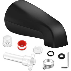 Matte Black Tub Spout Without Diverter for 1/2'' IPS and 3/4'' IPS Thread and 1/2 Copper Pipe, Bathroom Bathtub Spout No Diverter with Four in One Adapter