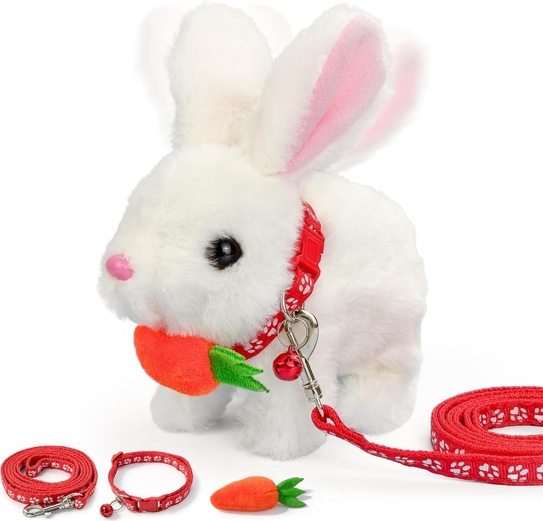 Hopping Rabbit Toys -Bunny Realistic Interactive Rabbit Toys with Sounds and Shaking Ears, Twitching Nose, Interactive Plush Bunny for Kids Easter Gifts, Birthday Gift Easter Basket Essentials