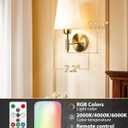 Adetu Battery Operated Wall Sconces Set of Two, Gold Rechargeable Wall Lights with 10000mAh RGB Rechargeable Magnetic Bulb, Battery Wall Sconce with Remote Control for Bedroom Decor