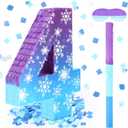 Skylety Snowflake Birthday Decorations, Winter Wonderland Number 4 Piata with Stick Blindfold and Confetti Snowflake Piata 4th Birthday Party Decorations Winter Princess Ice Party Supplies