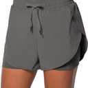 Sunzel 2 in 1 High Waist Running Shorts for Women Quick Dry Elastic Athletic Shorts with Pocket and Drawstring Workout Summer (Gray, S)