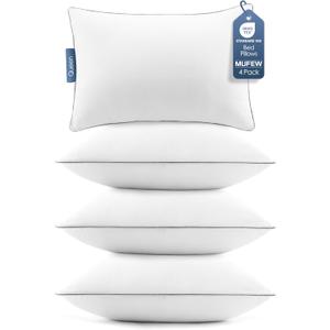 Queen Pillows Set of 4, Ultra Thick Down Alternative Bed Pillows,Cooling Hotel Quality Queen Pillows for Back, Stomach or Side Sleepers,Machine Washable (White,4 Pack)