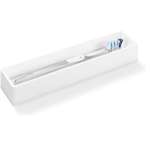 Linkidea Toothbrush Holder with Diatomite Drying Stone, Acrylic Bathroom Drawer Organizer with Draining Hole for Tooth Brush, Compatible with Colgate Extra Clean, Oral-B CrossAction (White)
