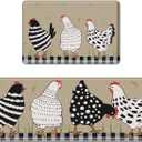 Anti-Fatigue Rooster Kitchen Rug Set of 2 Cushioned Chicken Rugs for Kitchen Floor, Country Farmhouse Standing Mat Waterproof Non-Slip Kitchen Mats and Rugs PVC Ergonomic Comfort Foam Kitchen Decor (17.3 x 59 in + 17.3 x 29 in)