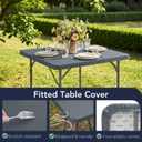 Square Fitted Table Covers - 2 Pack 34x34 Inch Card Tablecloth, Elastic Folding Dining Table Protector for Outdoor Picnic Party, Washable & Reusable, Grey