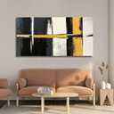 Black Yellow Abstract Wall Art Prints For Bedroom Home Wall Decor 20"x40"