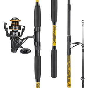 Sougayilang Spinning Rod Combo - MH Action Fishing Pole with Bait Feeder Reel for Catfish, Salmon, Steelhead Freshwater Saltwater Fishing- 7'0"/7'6"