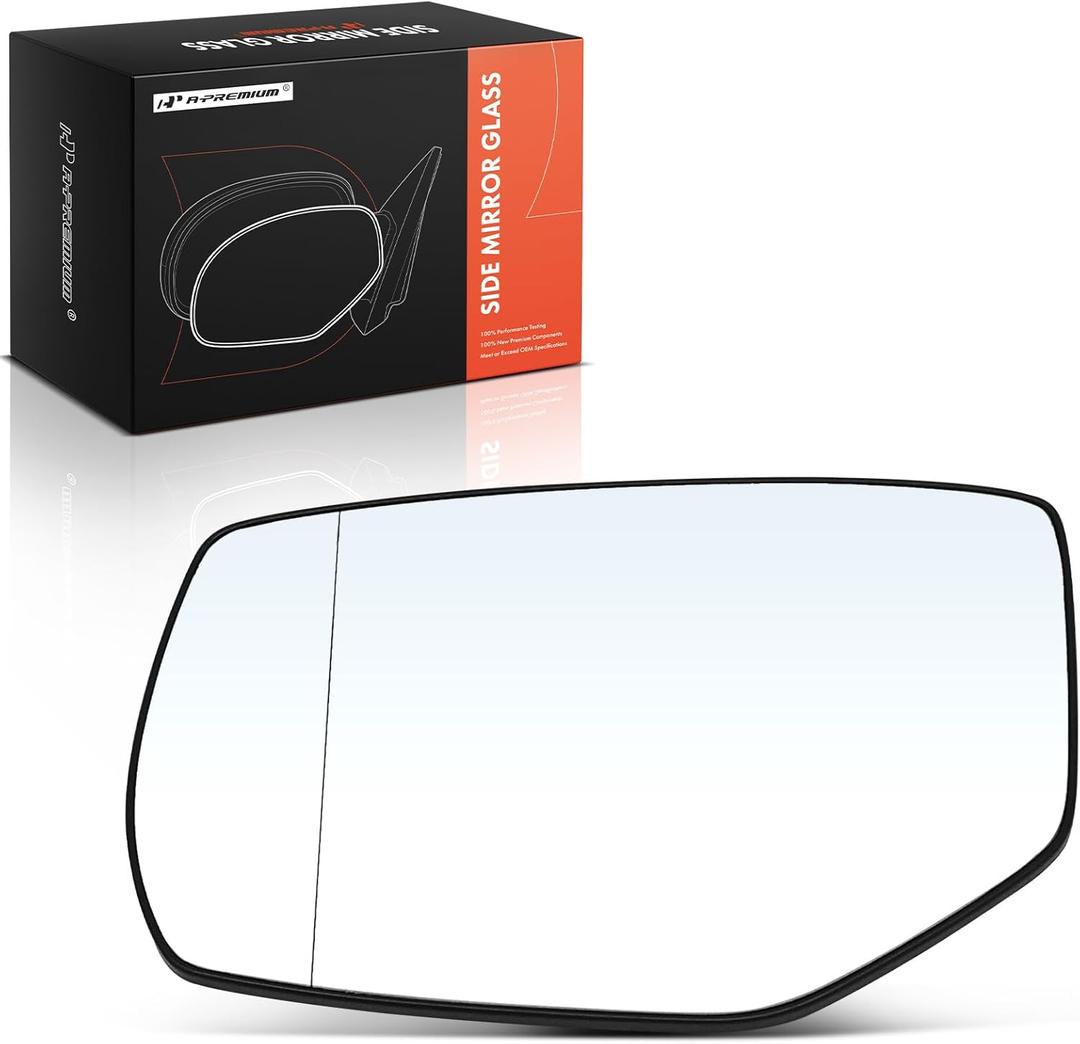 A-Premium Left Driver Side Mirror Glass with Backing Plate Compatible with Honda Accord 2013 2014 2015 2016 2017 - Exterior Side View Flat Mirror, Power Heated