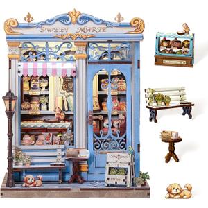 Cutefun Book Nook Kit - DIY Miniature House Kit for Adults and Teens, 3D Wooden Puzzle Mini House Building Kit with LED, Dollhouse Kit Bookshelf Insert Decor Creative Gifts (Sweet Marie)