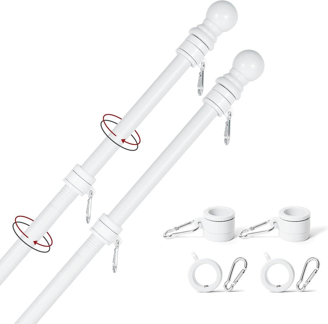 Yeesun Flag Pole, 6FT Flag Pole Kit(2 Packs) for 3' x 5'American Flag, Flag Pole Holder for Outside House, Truck & Boat Use (Without Bracket) (White)