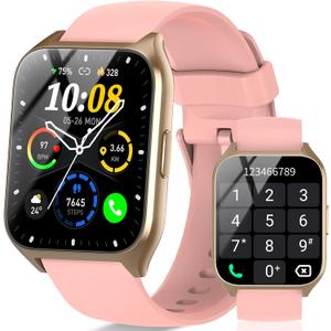 Smart Watch, 1.85" HD Smartwatches for Men Women (Answer/Make Calls), 100+ Sport Modes Fitness Tracker Watch, Heart Rate/Sleep Monitor, IP68 Waterproof Activity Tracker, 2025 Smartwatch Pink