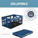 CleverMade Collapsible Utility Crates, Ocean, 3 Pack, 45L/11 Gal, 66 lbs Capacity, Stackable Containers, Heavy Duty, Space-Saving Baskets, Polypropylene (PP)