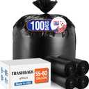 Delxo 55-60 Gallon Black Trash Bags, 100 Count  0.9 Mil Medium Duty Garbage Bags, Thick, Durable & Puncture-Resistant Plastic, Perforated Design  Made in USA for Kitchen, Yard, Office & Party