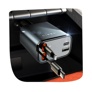 LISEN Retractable Car Charger, Gifts for Him Her, Cars Adapter USB C Fast Charger, gifts for Mothers Day Travel Essentials Car Accessories for Men Women Gifts for iPhone 17 16 15 14 13 12, Samsung S26