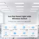 AIKVSXER 6 Pack 1x4 FT LED Flat Panel Light Surface Mount, with Wireless Switch & App Control, Night Mode, 50W 5500LM, 3000K/4000K/6500K, Ultra-Thin LED Light for Office Home,120-277V - White