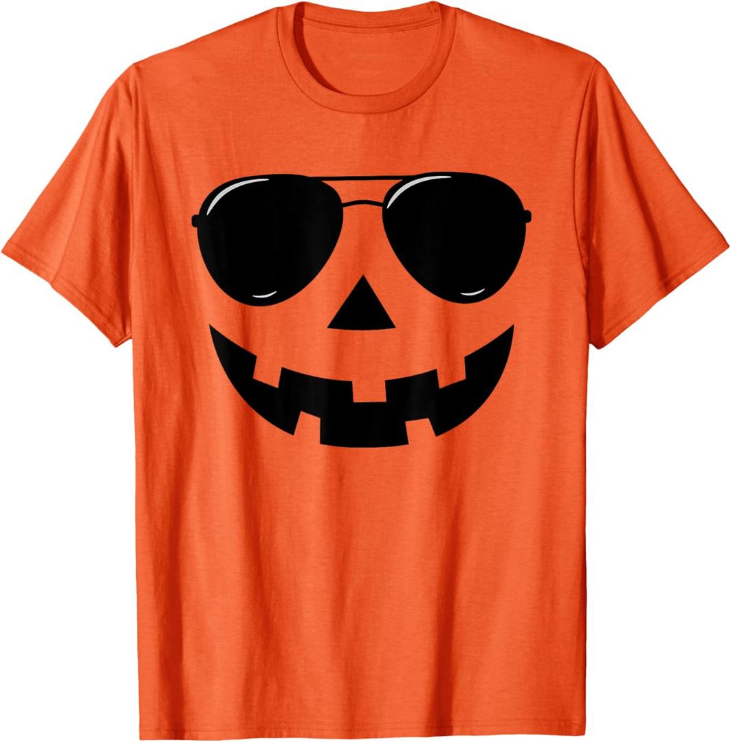Funny Jack O Lantern Face Pumpkin Halloween Costume Men Boys T-Shirt, XL