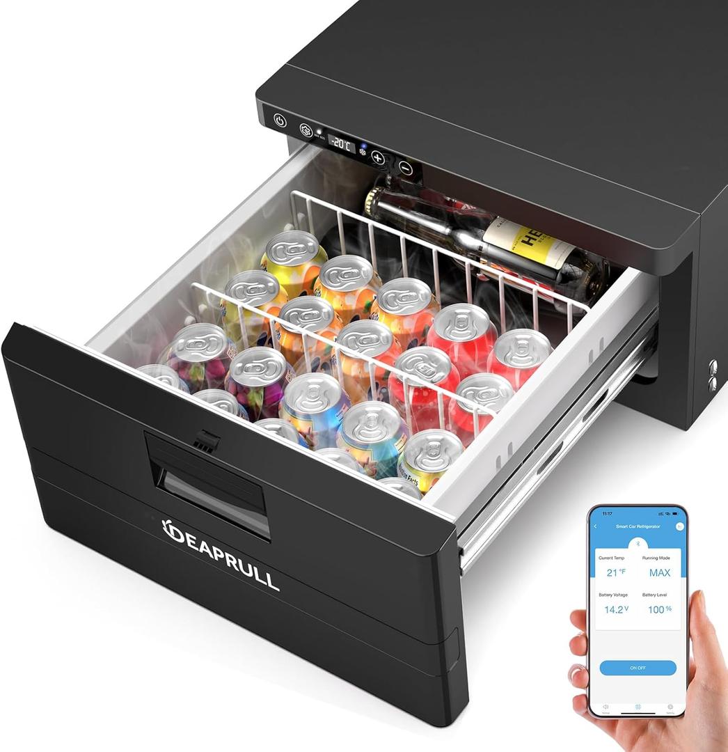 12 Volt Drawer Refrigerator, 31.2L(33QT) Drawer Electric Cooler RV Refrigerator APP Control (-4-68), Car Fridge Freezer for Travel Camping Road Trips Tailgating, Truck Van SUV (Upgraded Compressor)