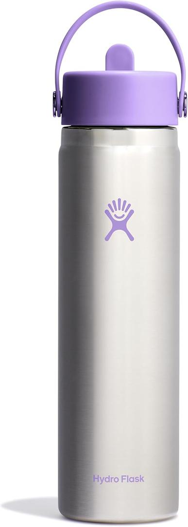 Hydro Flask 24 Oz Wide Flex Straw Cap Bottle - Insulated Stainless Steel - Wide Straw Lid, Non Spill, Leakproof in Stainless Steel Violet